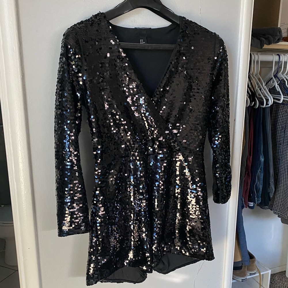 Black Sequin Romper